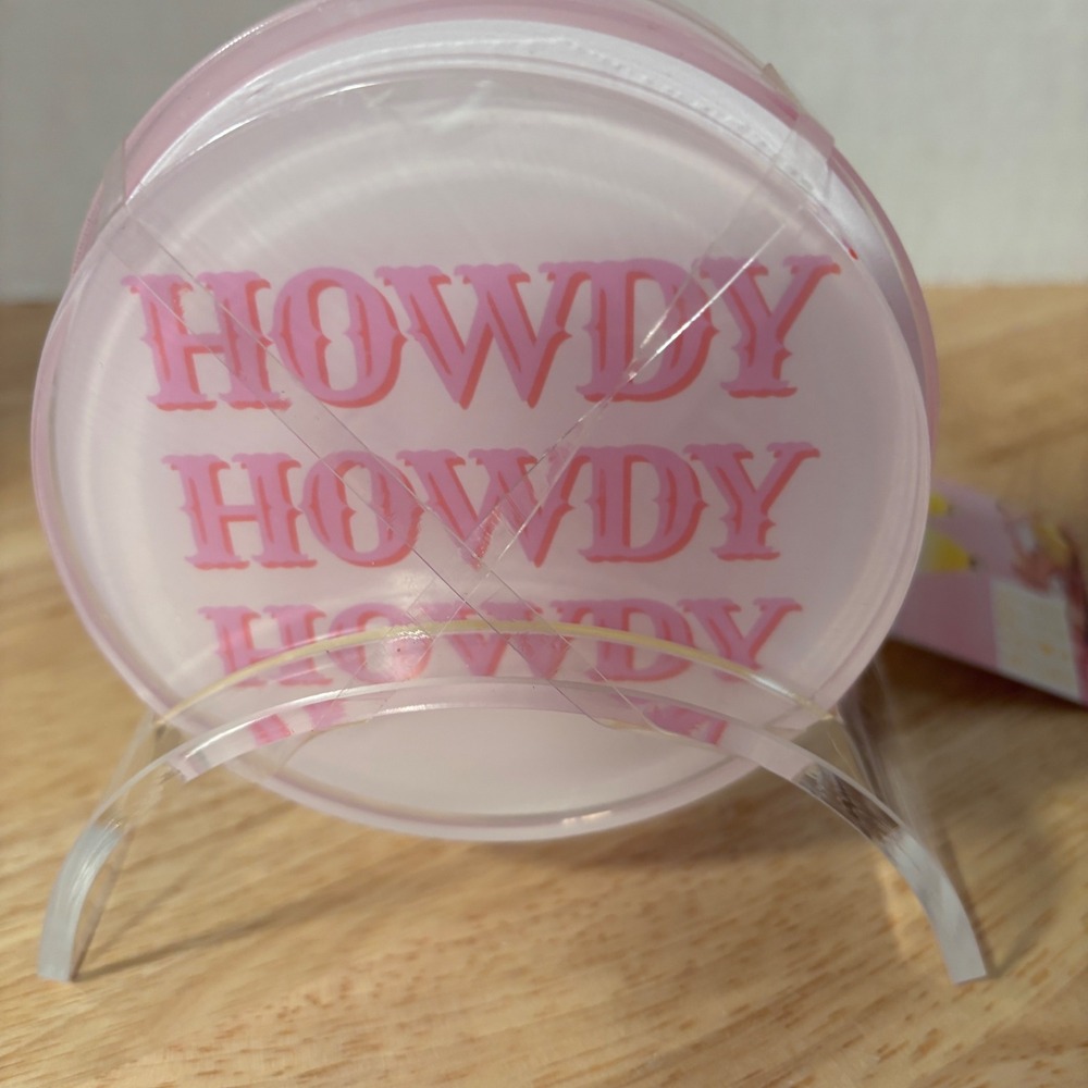 Bread and Butter Howdy Howdy Howdy Pink Coasters Set of 4 Happy Hour New‎